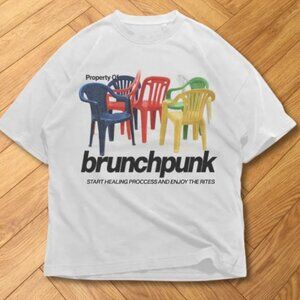 Brunchpunk Aesthetic Colorful Chairs Graphic Tee White